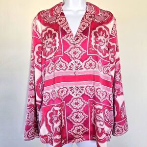 Cupcakes and Cashmere Pink Bandana Print Blouse Shirt